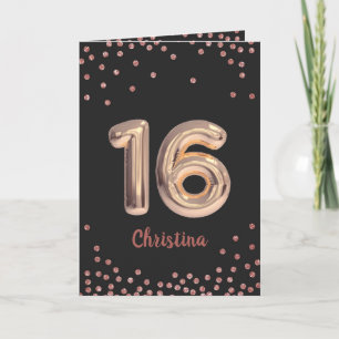 Personalized Sweet 16 Happy 16th Birthday Glitter Card