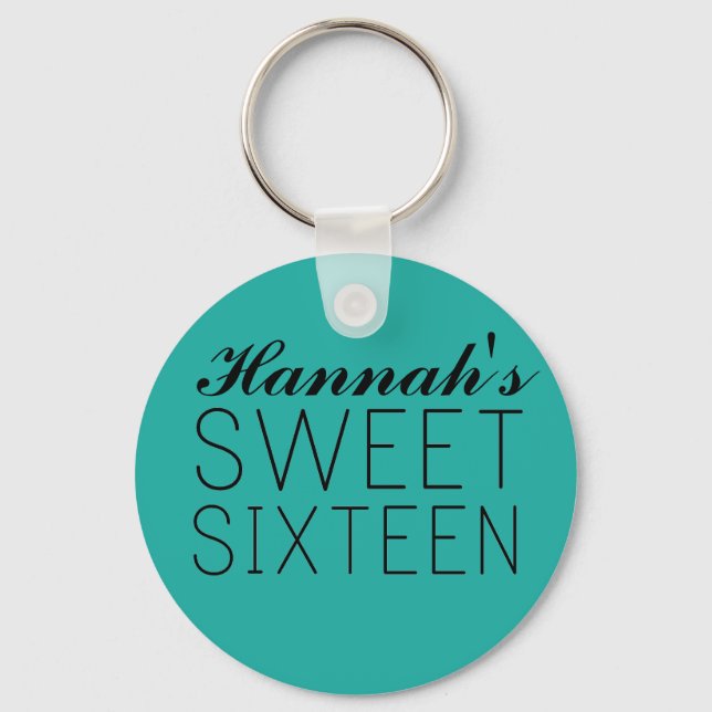 Personalized Sweet 16 Keychain Favor/Gift (Front)