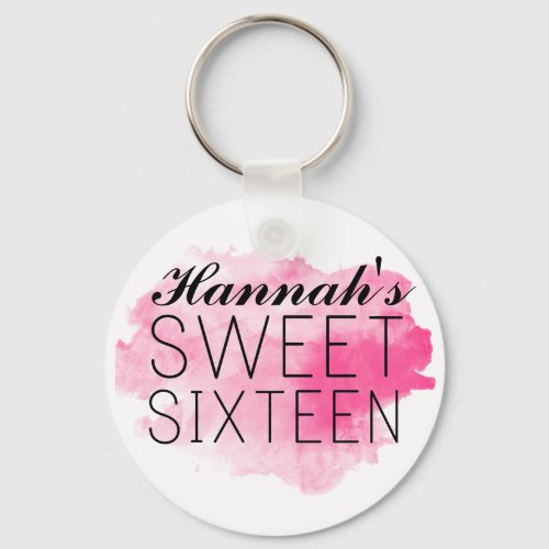 Personalized Sweet 16 Keychain FavorGift Pink