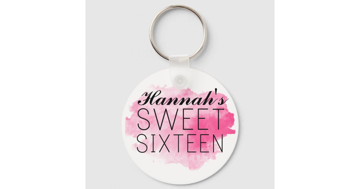 Personalized Sweet 16 Keychain Favor/Gift Pink Zazzle
