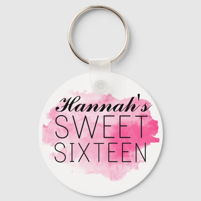 Personalized Sweet 16 Keychain Favor/Gift Pink (Front)