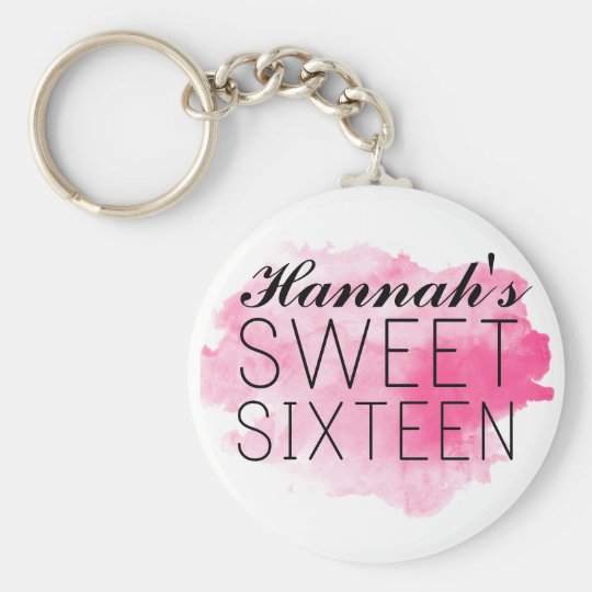 Personalized Sweet 16 Keychain Favor/Gift Pink | Zazzle.com