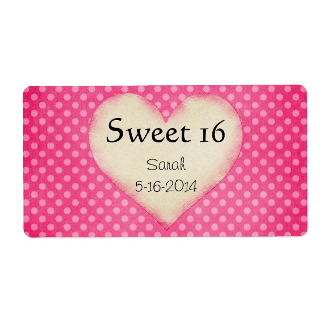 Personalized Sweet 16 Label Template (Front)
