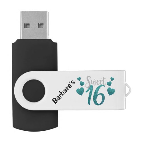 Personalized sweet 16 memory stick for photos USB