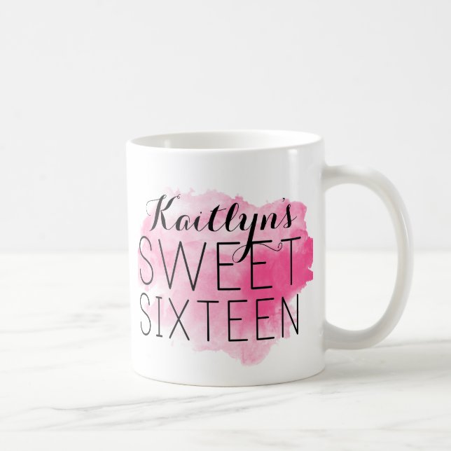 Personalized Sweet 16 Mug with Watercolor (Right)