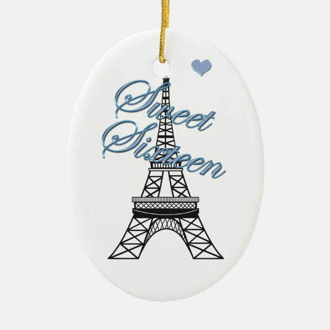 Personalized Sweet 16  Paris Eiffel Tower Ornament (Front)
