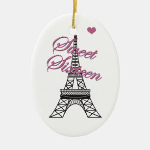Personalized Sweet 16 Paris Eiffel Tower Ornament