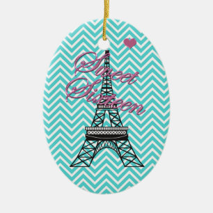 Personalized Sweet 16 Paris Eiffel Tower Ornament