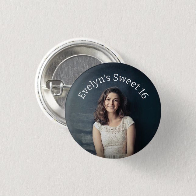 Personalized Sweet 16 Photo Button (Front & Back)