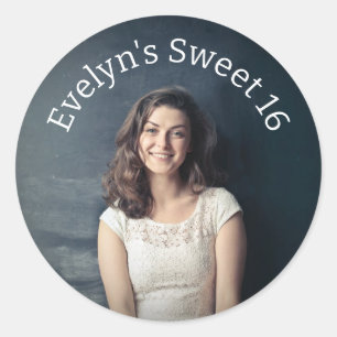 Personalized Sweet 16 Photo Classic Round Sticker