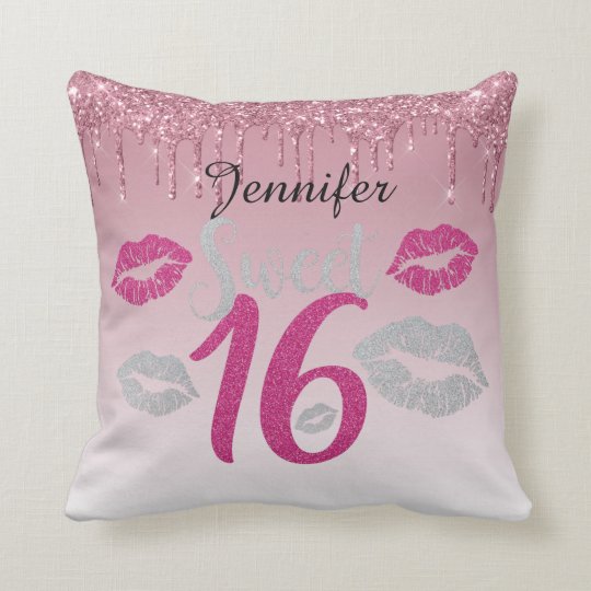 Personalized Sweet 16 Pink Throw Pillow Zazzle Com