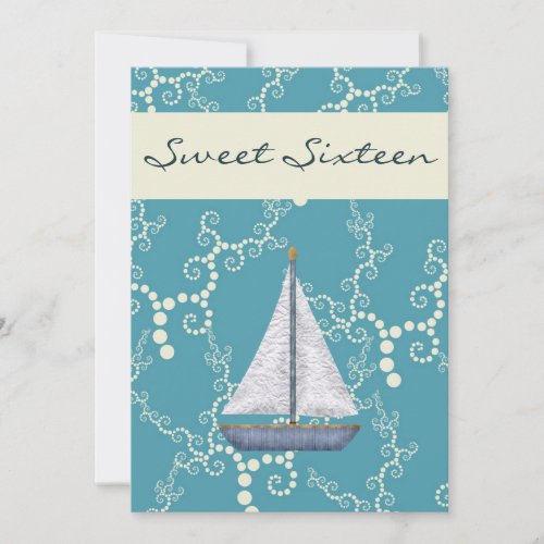 Personalized Sweet 16 Sailboat Birthday Invite