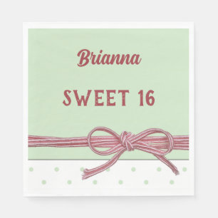 Personalized Sweet 16 Tied with a Bow Polka Dot Napkins
