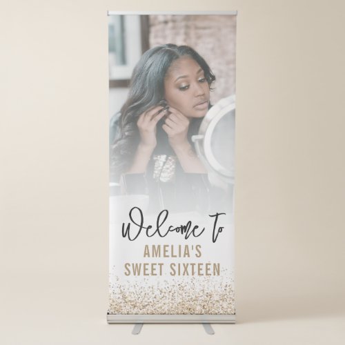 Personalized Sweet 16 Welcome Sign Gold Glitter