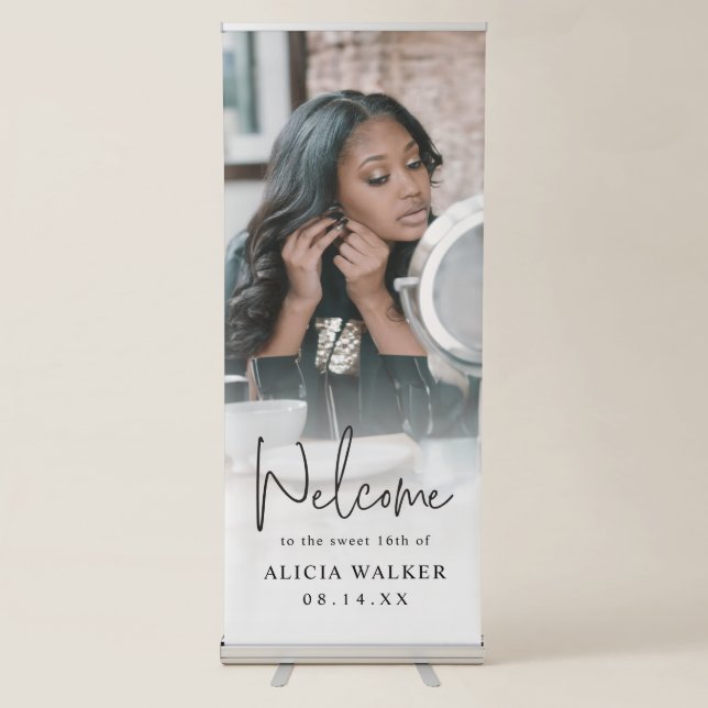 Personalized Sweet 16 Welcome Sign Photo Banner (Front)