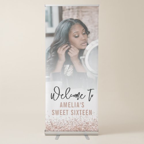 Personalized Sweet 16 Welcome Sign Pink Glitter