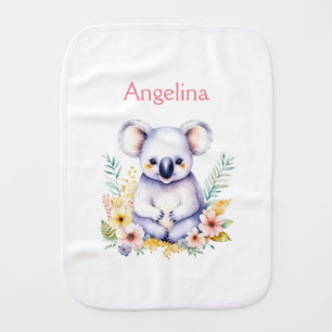 Personalized Sweet Baby Girl Koala Bear Baby Burp Cloth