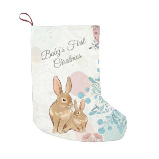 Personalized Sweet Bunnies Baby's 1st Christmas Small Christmas Stocking