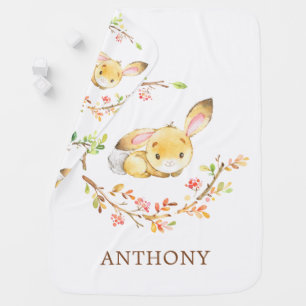Personalized Sweet Bunny Baby Receiving Blanket