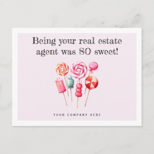 Personalized Sweet Candy Watercolor Real Estate Postcard