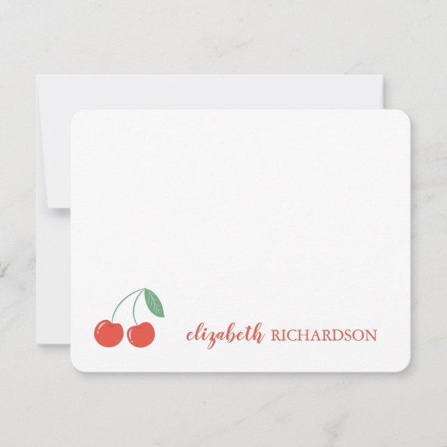 Personalized Sweet Cherry Note Card (Front)
