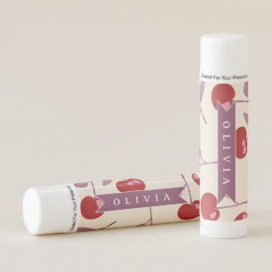 Personalized Sweet Cherry Pattern Cute Girly Retro Lip Balm