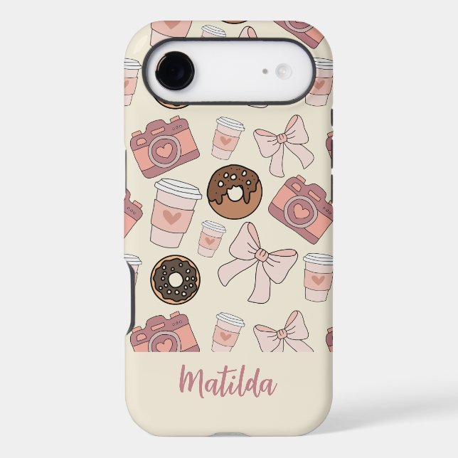 Personalized Sweet Coffee & Donuts Pattern Iphone Case (Back)