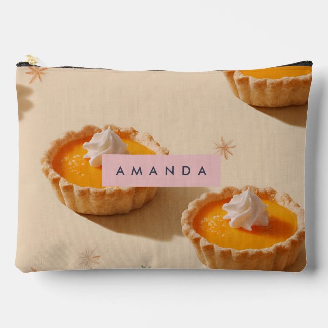 Personalized Sweet Custard Tart Pattern Accessory Pouch (Front)