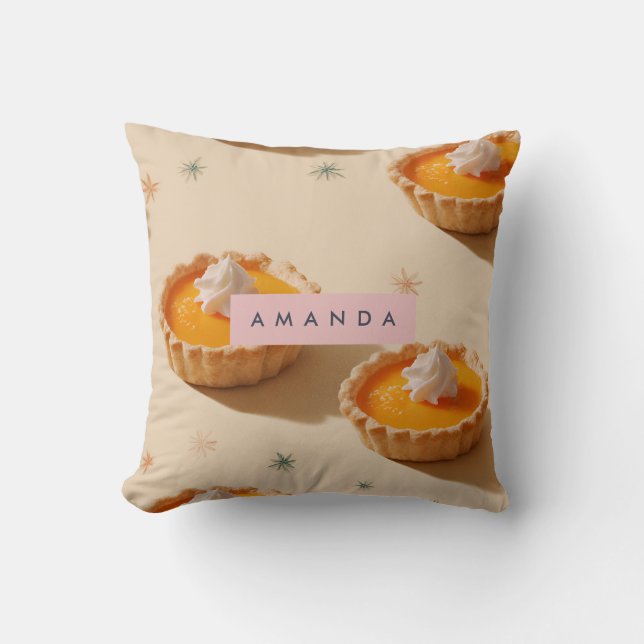 Personalized Sweet Custard Tart Pattern Throw Pillow (Front)