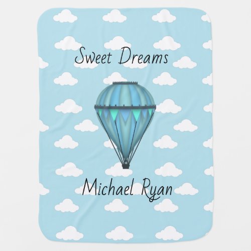 Personalized Sweet Dreams Hot Air Balloon Baby Blanket