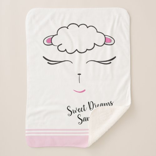Personalized Sweet Dreams Lamb Pink Baby Sherpa Blanket