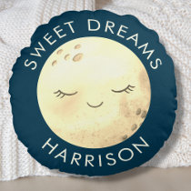 Personalized Sweet Dreams Moon | Baby Nursery Round Pillow