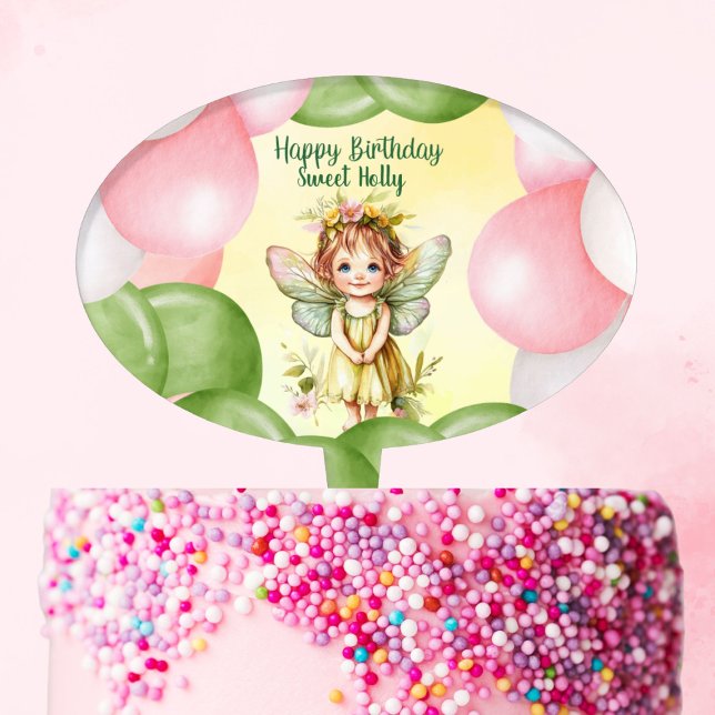 Personalized Sweet Fairy 1st Birthday Cake Topper  (Personalized Gorgeous Fairy Birthday Cake Topper Shop )