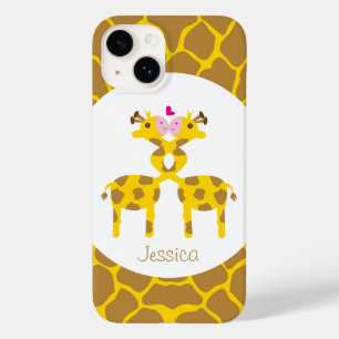 Personalized Sweet Giraffes in Love Case-Mate iPhone 14 Case