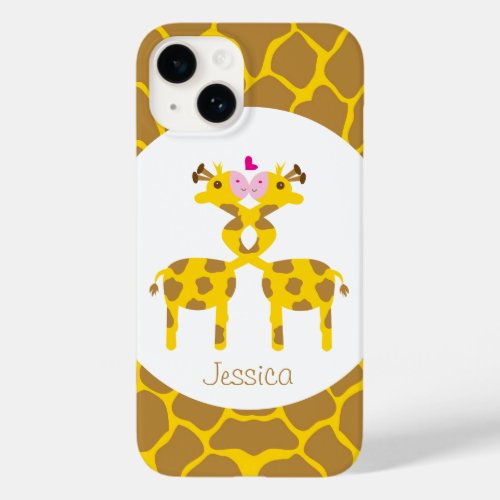 Personalized Sweet Giraffes in Love Case_Mate iPhone 14 Case