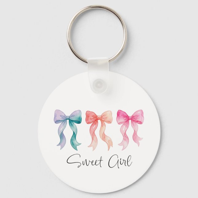 Personalized Sweet Girl Keychain | Custom Name Bow (Front)