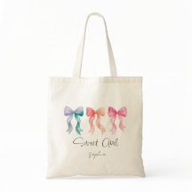 Personalized Sweet Girl Tote Bag | Custom Name Bow