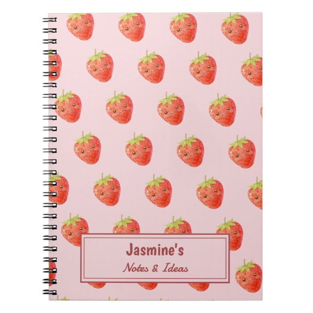 Personalized Sweet Harmony Strawberry Pattern Notebook (Front)