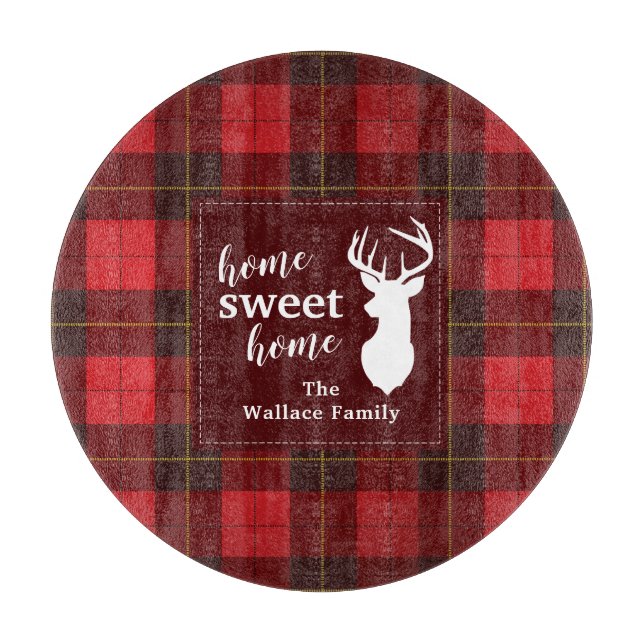 Personalized Sweet Home Tartan Clan Wallace Plaid Cutting Board (Front)
