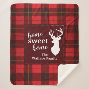 Personalized Sweet Home Tartan Clan Wallace Plaid Sherpa Blanket
