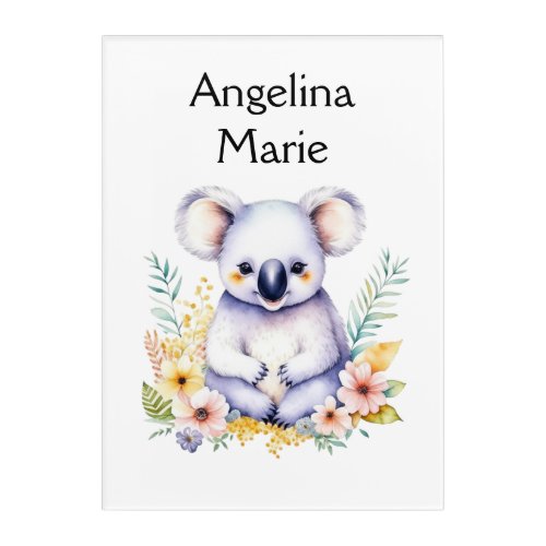 Personalized Sweet Koala Bear Baby Nursery Art