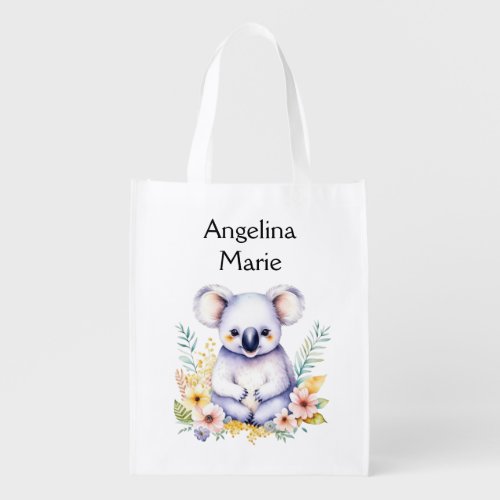 Personalized Sweet Koala Bear Baby Nursery Art Grocery Bag