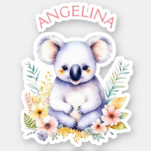Personalized Sweet Koala Bear Baby Nursery Art Sticker