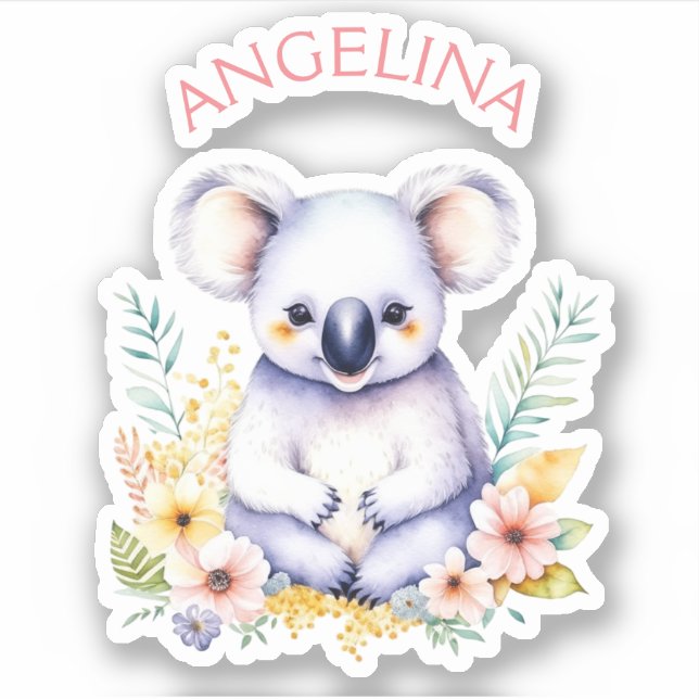 Personalized Sweet Koala Bear Baby Nursery Art Sticker (Front)