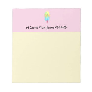 Personalized Sweet life pink yellow popsicle Notepad