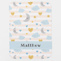 Personalized Sweet Moon Sky Stars Custom Name Boys