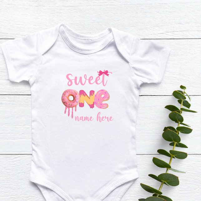 Personalized Sweet One Donut Birthday Baby Bodysuit (Personalized Sweet One Donut Birthday Theme Baby Bodysuit)
