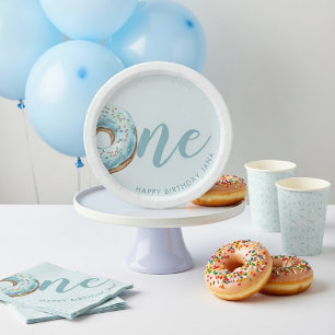 Personalized Sweet One Donut Birthday  Paper Plates