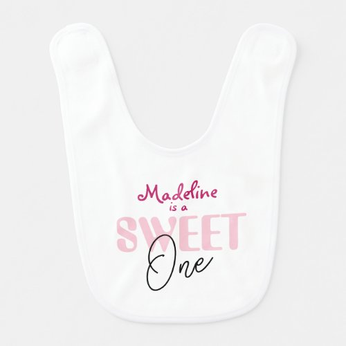 Personalized Sweet One First Birthday Bib for Girl