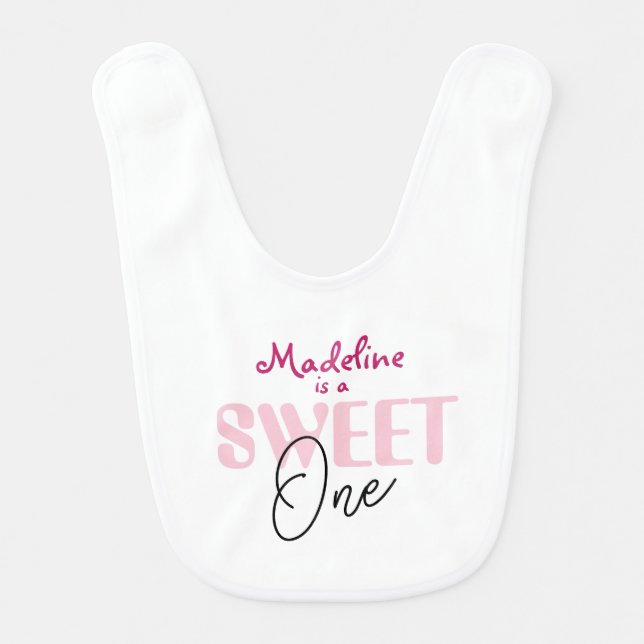 Personalized Sweet One First Birthday Bib for Girl (Front)